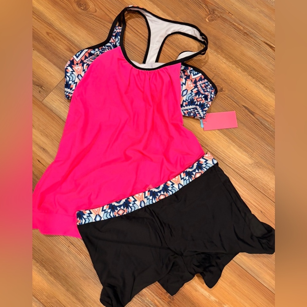 Pink and Black Two Piece Swimwear NWT size Large
